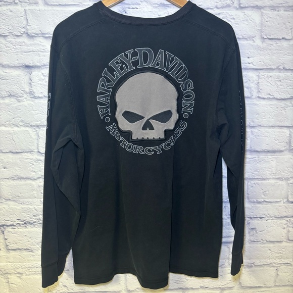 Harley-Davidson Other - Harley Davidson Shirt Willie G Embroidered Black Skull Motorcycle Long Sleeve XL